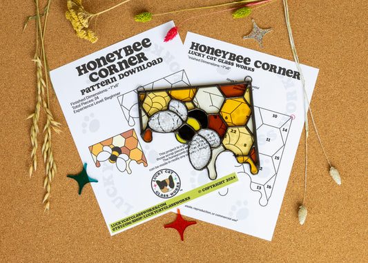 Honeybee Corner • Stained Glass Pattern • Digital Download • HOBBY LICENSE