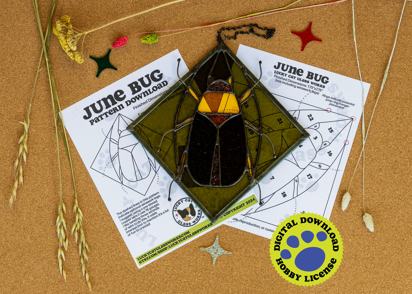 June Bug • Stained Glass Pattern • Digital Download • HOBBY LICENSE