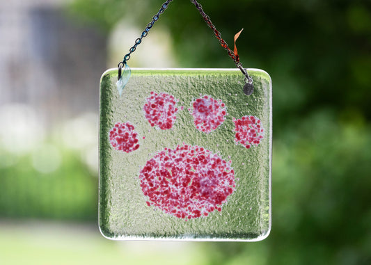 LARGE FRIT PAW "PINK" • Fused Glass Art