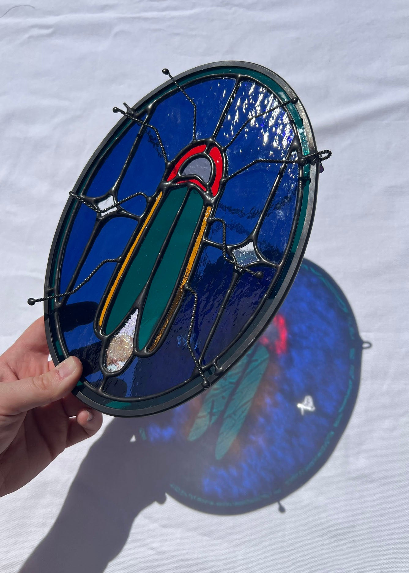 LIGHTNING BUG "MIDNIGHT" • Stained Glass Art • Window Hanging