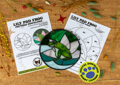 Lily Pad Frog • Stained Glass Pattern • Digital Download • HOBBY LICENSE