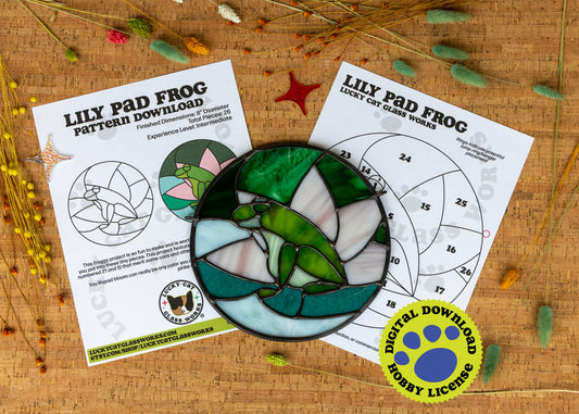Lily Pad Frog • Stained Glass Pattern • Digital Download • HOBBY LICENSE