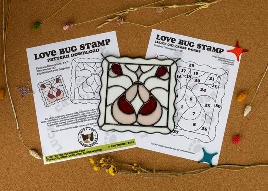 Love Bug Stamp • Stained Glass Pattern • Digital Download • HOBBY LICENSE