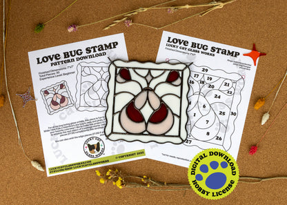 Love Bug Stamp • Stained Glass Pattern • Digital Download • HOBBY LICENSE