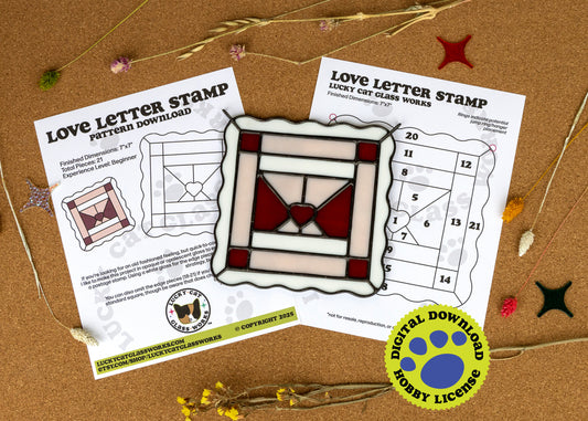 Love Letter Stamp • Stained Glass Pattern • Digital Download • HOBBY LICENSE
