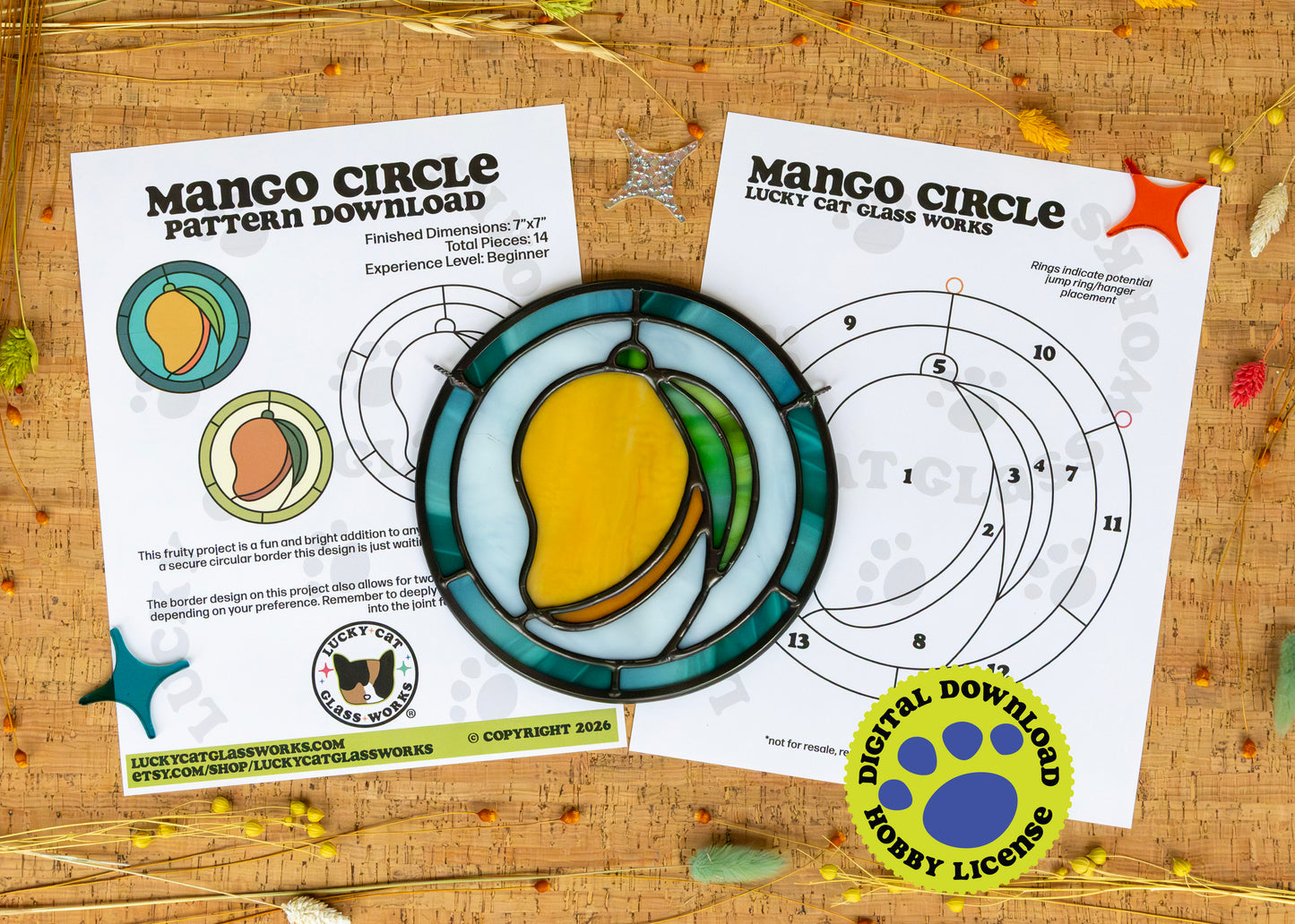 Mango Circle • Stained Glass Pattern • Digital Download • HOBBY LICENSE