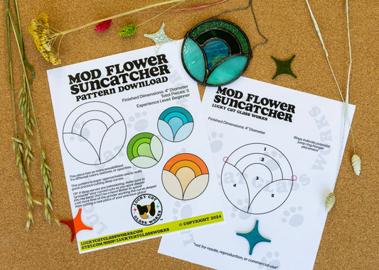 Mod Flower Suncatcher • Stained Glass Pattern • Digital Download • HOBBY LICENSE