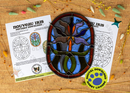 Nouveau Iris • Stained Glass Pattern • Digital Download • HOBBY LICENSE