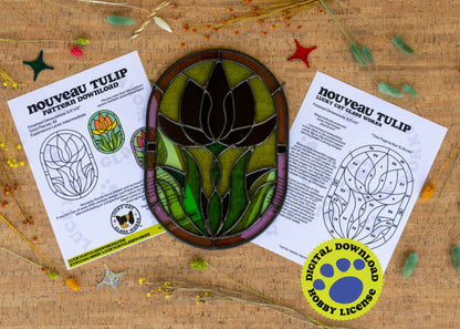 Nouveau Tulip • Stained Glass Pattern • Digital Download • HOBBY LICENSE