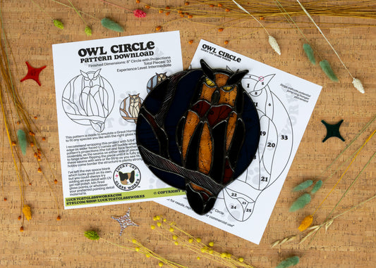 Owl Circle • Stained Glass Pattern • Digital Download • HOBBY LICENSE