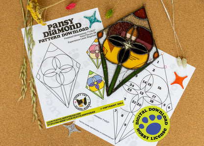 Pansy Diamond • Stained Glass Pattern • Digital Download • HOBBY LICENSE