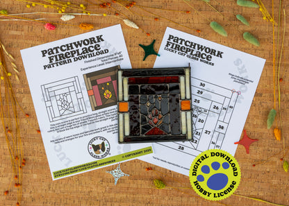 Patchwork Fireplace • Stained Glass Pattern • Digital Download • HOBBY LICENSE