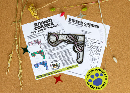 Ribbon Corner • Stained Glass Pattern • Digital Download • HOBBY LICENSE
