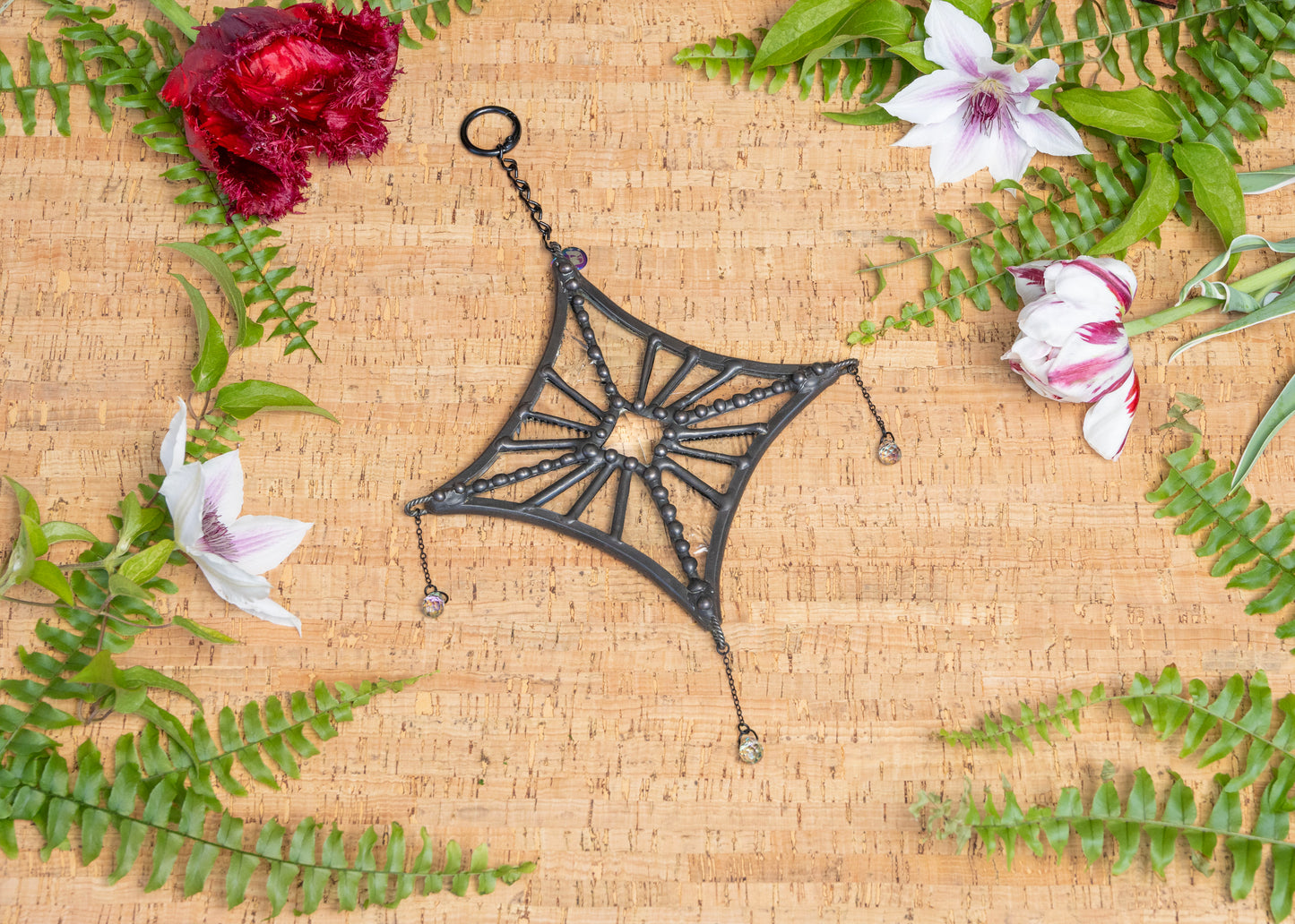 SMALL STARLIGHT SUNCATCHER "CLEAR" • Stained Glass Art • Suncatcher