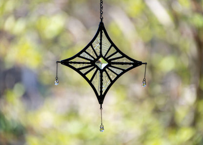 SMALL STARLIGHT SUNCATCHER "CLEAR" • Stained Glass Art • Suncatcher