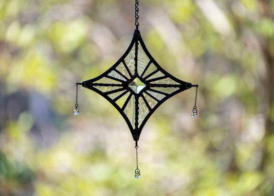 SMALL STARLIGHT SUNCATCHER "CLEAR" • Stained Glass Art • Suncatcher