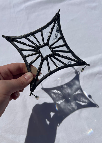 SMALL STARLIGHT SUNCATCHER "CLEAR" • Stained Glass Art • Suncatcher