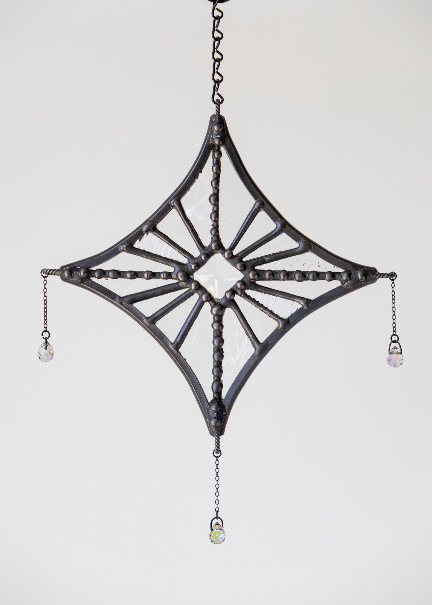 SMALL STARLIGHT SUNCATCHER "CLEAR" • Stained Glass Art • Suncatcher