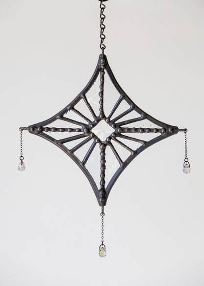 SMALL STARLIGHT SUNCATCHER "CLEAR" • Stained Glass Art • Suncatcher