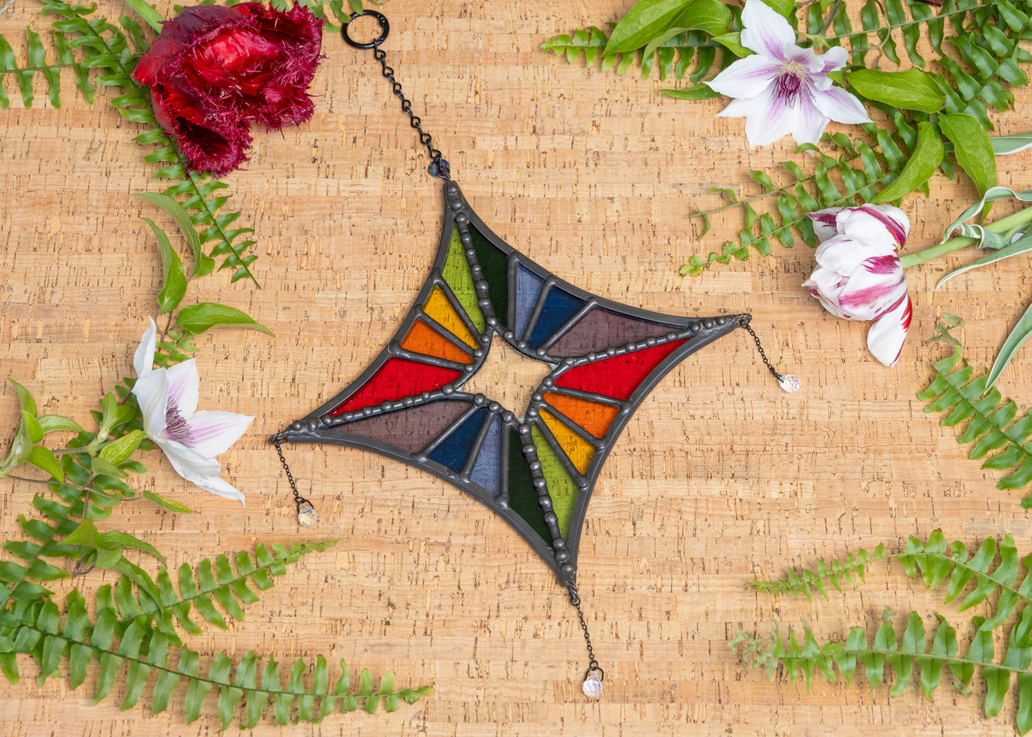 MEDIUM STARLIGHT SUNCATCHER "RAINBOW" • Stained Glass Art • Suncatcher