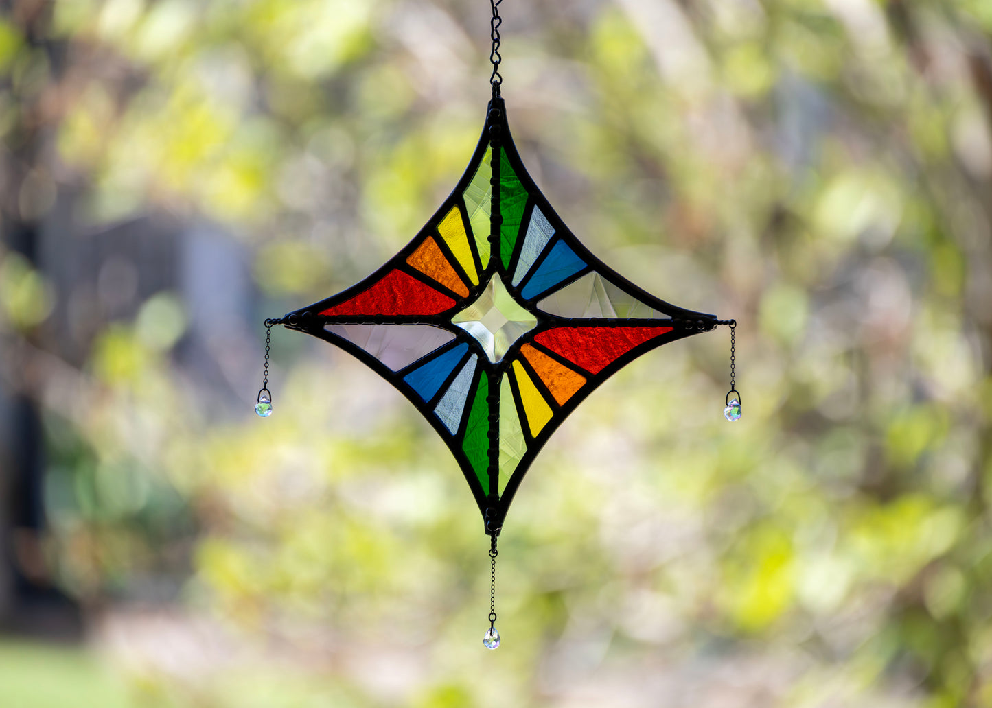 MEDIUM STARLIGHT SUNCATCHER "RAINBOW" • Stained Glass Art • Suncatcher