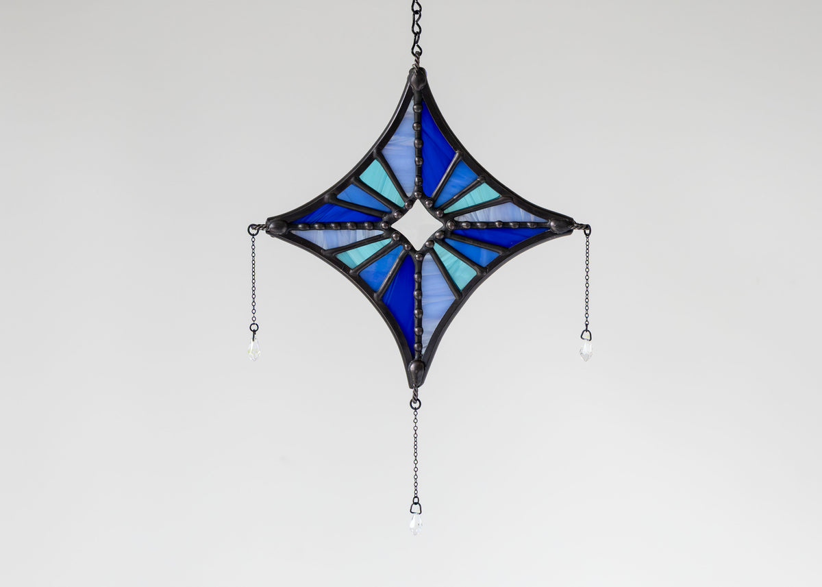 SMALL STARLIGHT SUNCATCHER "BLUE" • Stained Glass Art • Suncatcher