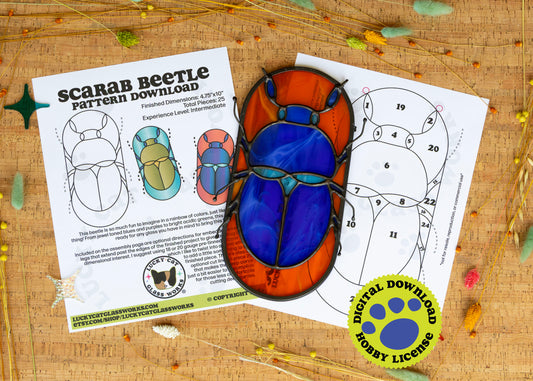 Scarab Beetle • Stained Glass Pattern • Digital Download • HOBBY LICENSE
