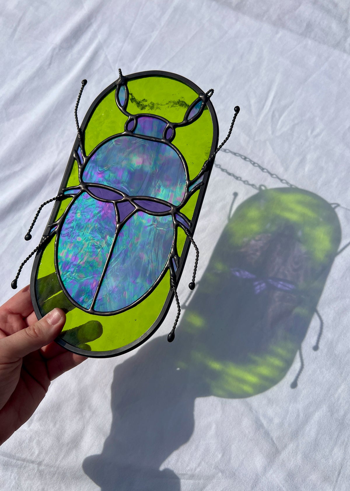 SCARAB BEETLE "PURPLE IRID" • Stained Glass Art •  Suncatcher