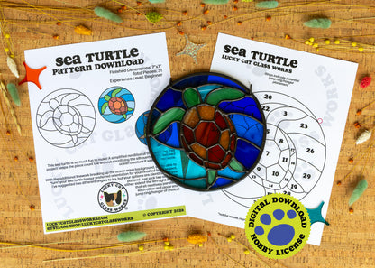 Sea Turtle • Stained Glass Pattern • Digital Download • HOBBY LICENSE