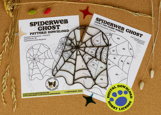 Spiderweb Ghost • Stained Glass Pattern • Digital Download • HOBBY LICENSE