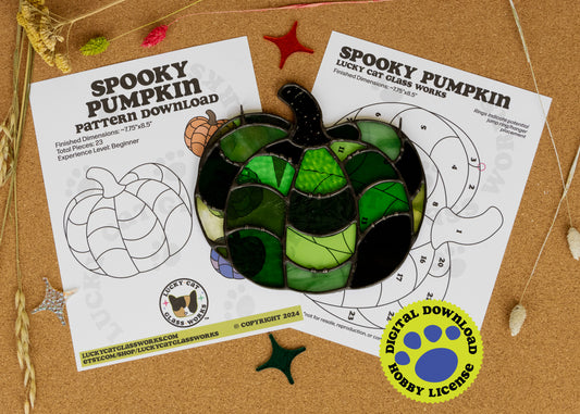 Spooky Pumpkin • Stained Glass Pattern • Digital Download • HOBBY LICENSE