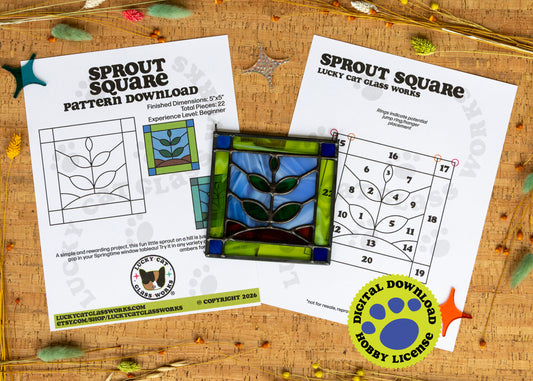 Sprout Square • Stained Glass Pattern • Digital Download • HOBBY LICENSE