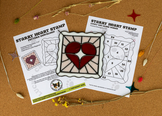 Starry Heart Stamp • Stained Glass Pattern • Digital Download • HOBBY LICENSE