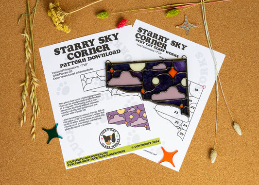 Starry Sky Corner • Stained Glass Pattern • Digital Download • HOBBY LICENSE