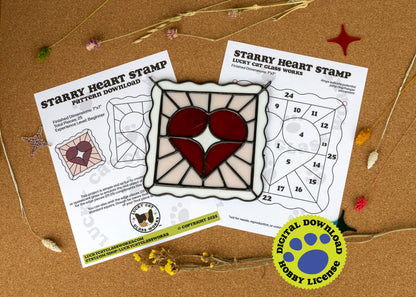 Starry Heart Stamp • Stained Glass Pattern • Digital Download • HOBBY LICENSE