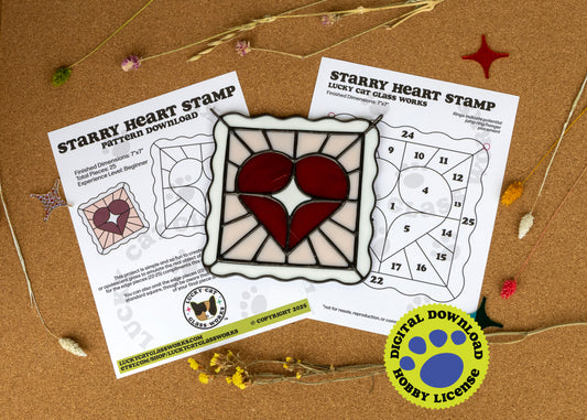 Starry Heart Stamp • Stained Glass Pattern • Digital Download • HOBBY LICENSE