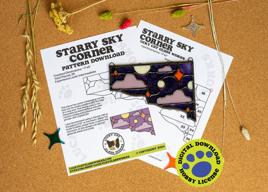 Starry Sky Corner • Stained Glass Pattern • Digital Download • HOBBY LICENSE