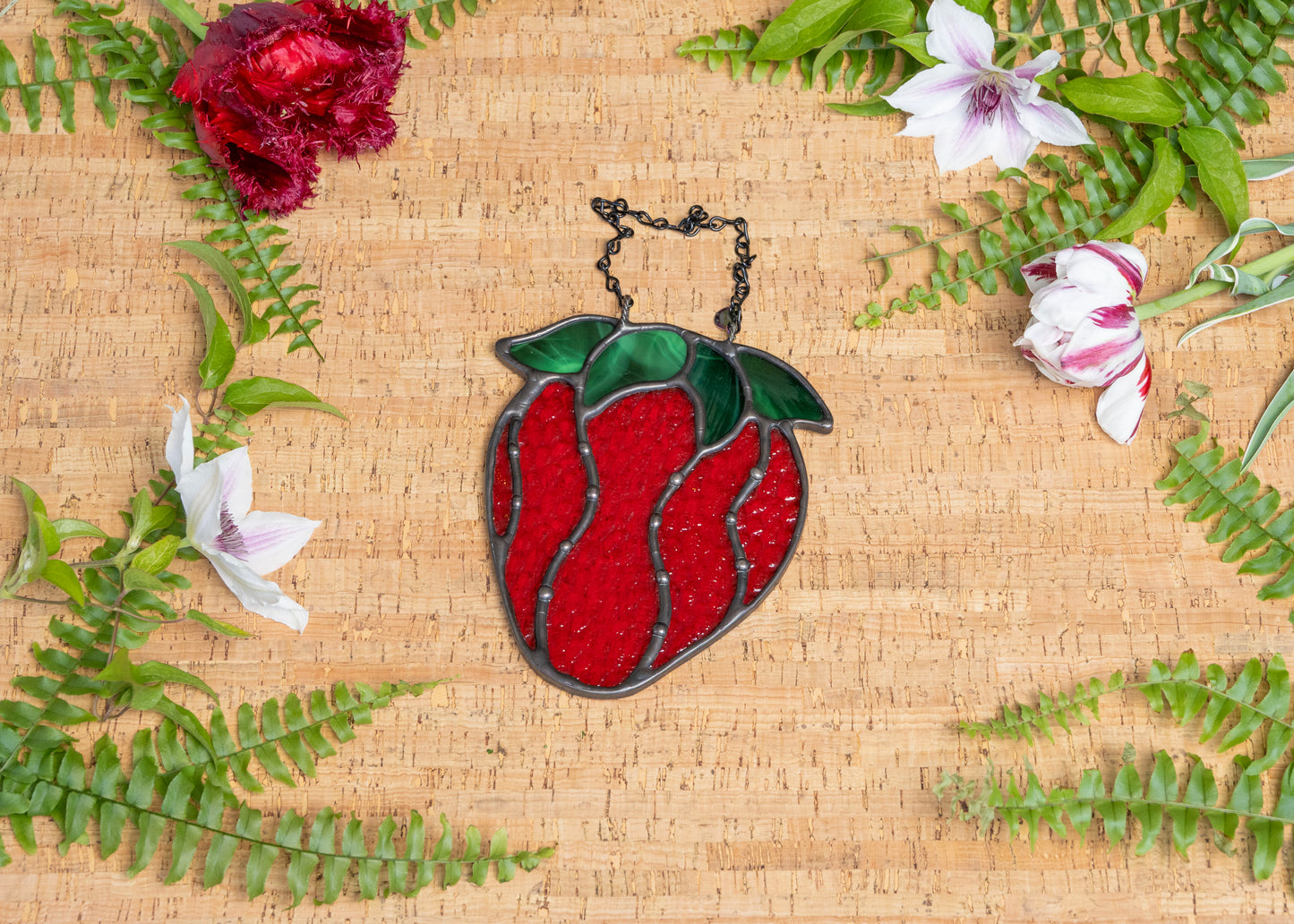 STRAWBERRY "II" • Stained Glass Art • Suncatcher