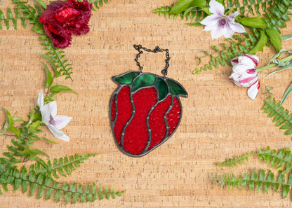 STRAWBERRY "II" • Stained Glass Art • Suncatcher