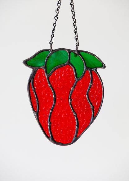 STRAWBERRY "II" • Stained Glass Art • Suncatcher