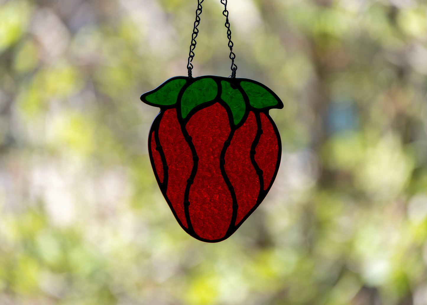 STRAWBERRY "I" • Stained Glass Art • Suncatcher