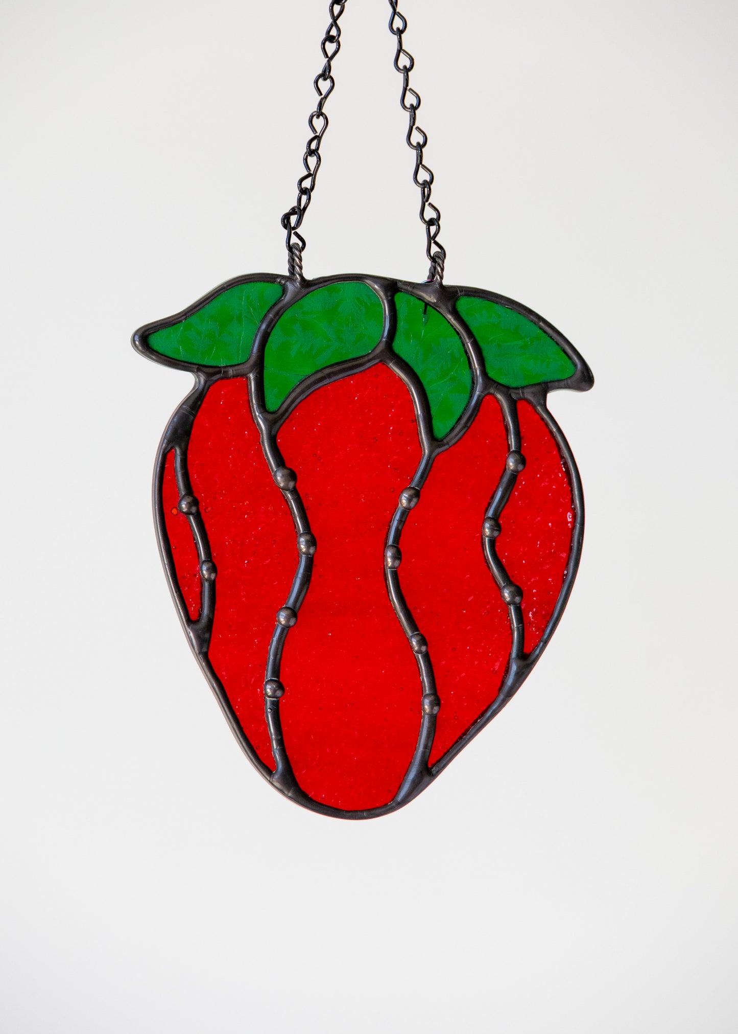 STRAWBERRY "I" • Stained Glass Art • Suncatcher