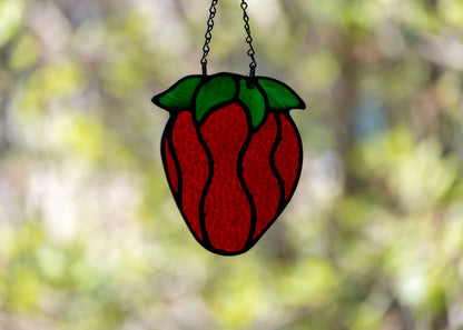 STRAWBERRY "II" • Stained Glass Art • Suncatcher