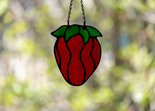 STRAWBERRY "II" • Stained Glass Art • Suncatcher