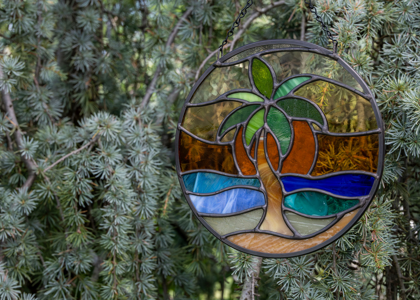 Sunset Palm Tree • Stained Glass Pattern • Digital Download • HOBBY LICENSE