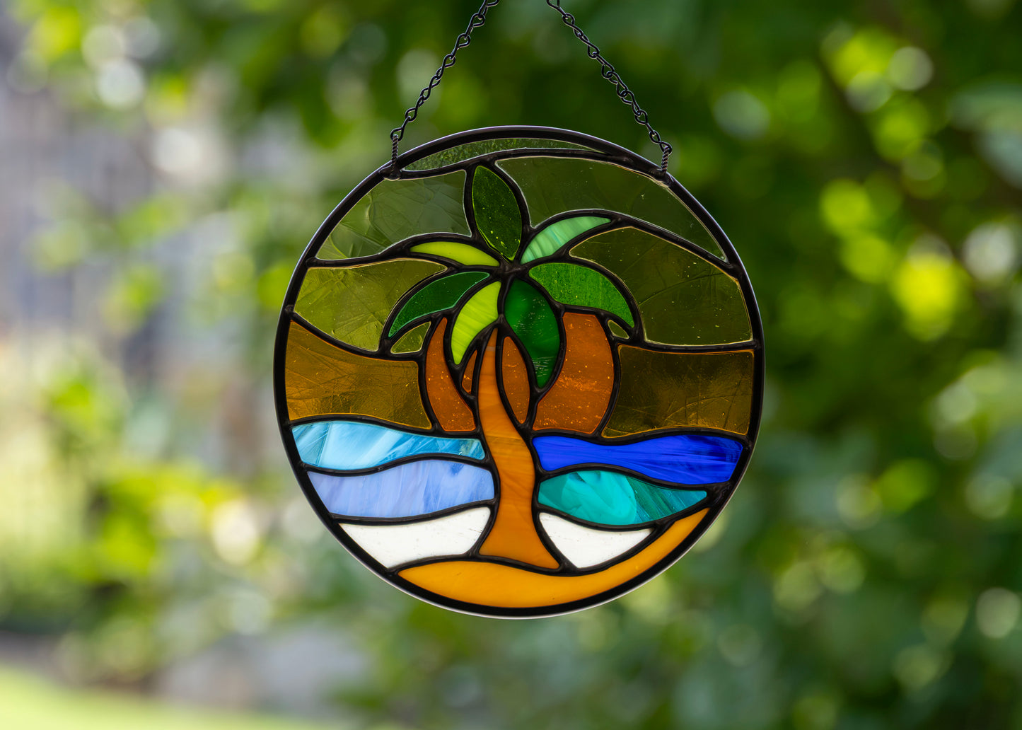 Sunset Palm Tree • Stained Glass Pattern • Digital Download • HOBBY LICENSE