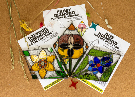 Three Spring Flowers • Pattern Bundle (3 Projects) • Stained Glass Patterns • Digital Download • HOBBY LICENSE