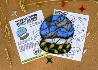 Turtle Dove Snow Globe • Stained Glass Pattern • Digital Download • HOBBY LICENSE