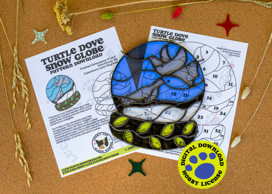 Turtle Dove Snow Globe • Stained Glass Pattern • Digital Download • HOBBY LICENSE