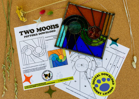 Two Moons • Stained Glass Pattern • Digital Download • HOBBY LICENSE